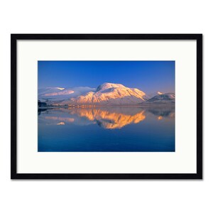 Ben Nevis Winter Sunset Scottish Highlands Framed or Unframed Fine Art Print Ebony Frame 24 x 18"