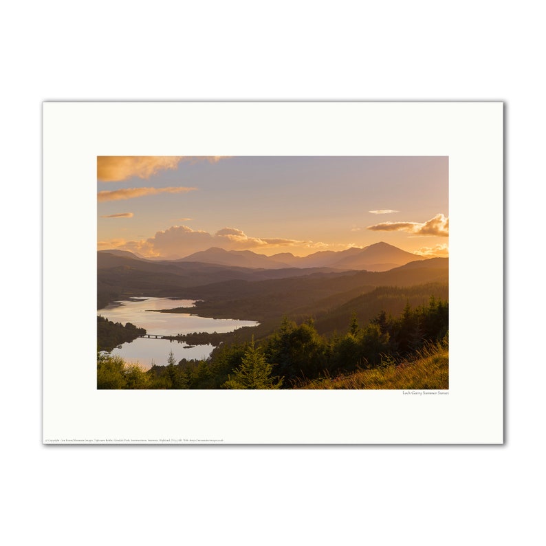 Loch Garry Summer Sunset Scottish Highlands Framed or Unframed Fine Art Print Unframed 24 x 16"