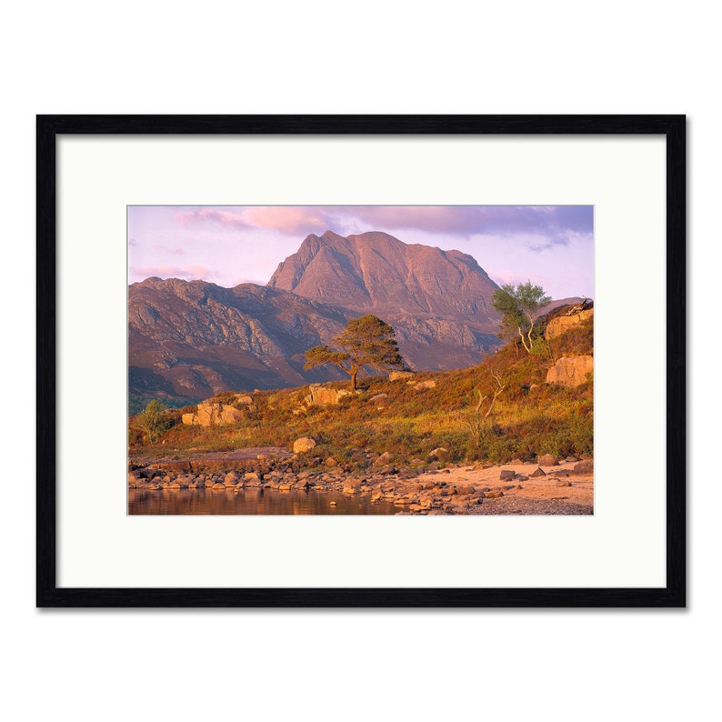 Slioch and Loch Maree Torridon Scottish Highlands Framed or Unframed Fine Art Print Ebony Frame 24 x 18"