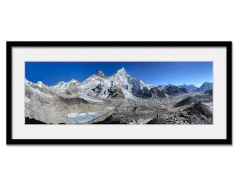 Everest and The Khumbu Glacier - Nepal Himalaya - Framed or Unframed Panoramic Fine Art Print