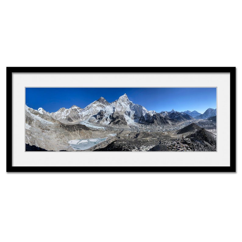 Everest and The Khumbu Glacier Nepal Himalaya Framed or Unframed Panoramic Fine Art Print image 1