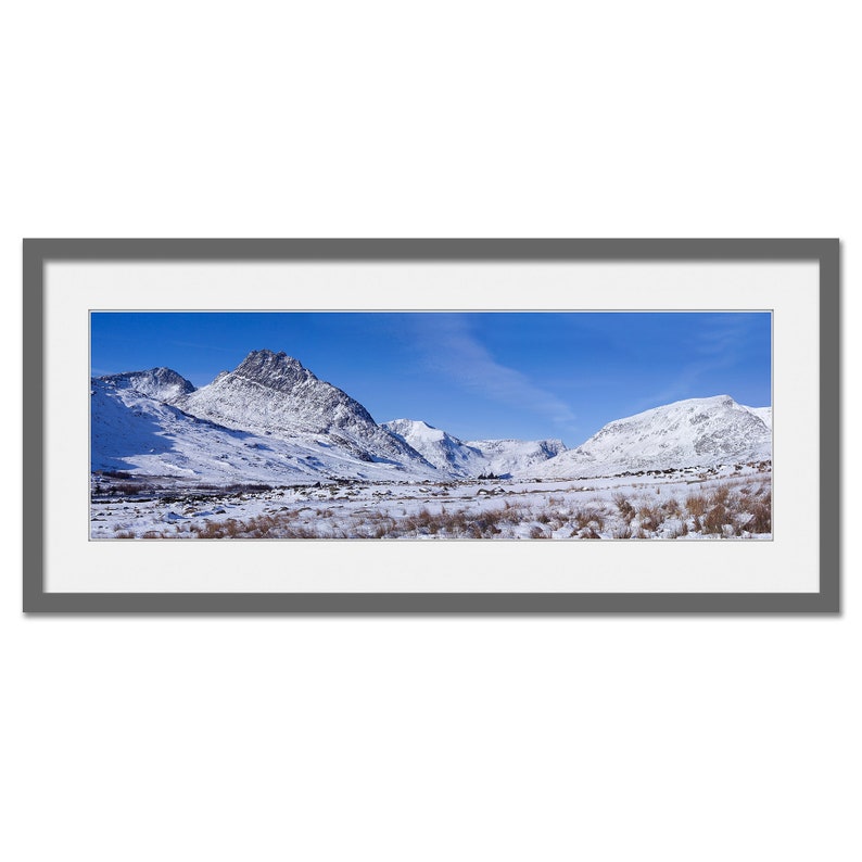 Tryfan in Winter Ogwen Valley Snowdonia Framed or Unframed Panoramic Fine Art Print image 3