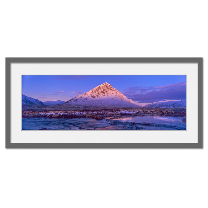 Alpenglow on Buachaille Etive Mor Scottish Highlands Framed or Unframed Panoramic Fine Art Print image 3