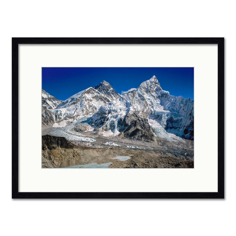 Everest Lhotse and Nuptse Kala Pattar Khumbu Himalaya Nepal Framed or Unframed Fine Art Print Ebony Frame 24 x 18"