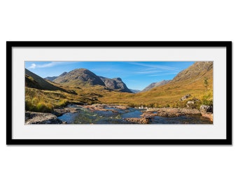 The Three Sisters of Glencoe - Scottish Highlands - Framed or Unframed Panoramic Fine Art Print