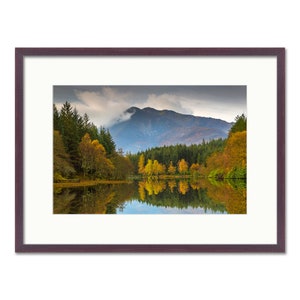 Glencoe Lochan Autumn Reflections Scottish Highlands Framed or Unframed Fine Art Print Wenge Frame 24 x 18"