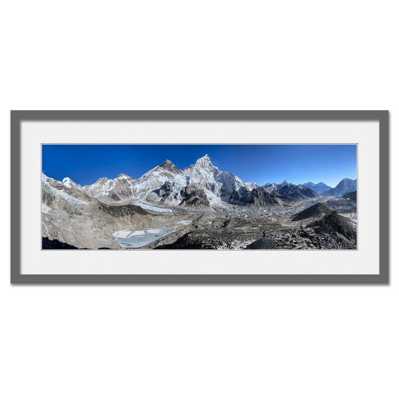 Everest and The Khumbu Glacier Nepal Himalaya Framed or Unframed Panoramic Fine Art Print image 3