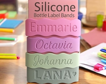 Personalized Silicone Bottle Label, Engraved Reusable Band