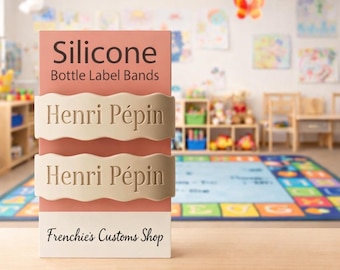 Personalized Silicone Bottle Label Bands, Eco Friendly Reusable Name Tags (Pack of 2)