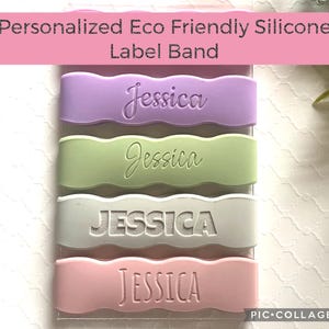 Engraved 1 Bottle Label, Silicone Cup Label,  Label for Bottle, reusable band, School Personalized Label, summer camp label,   daycare label