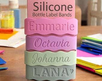 Personalized Silicone Bottle Band: Engraved Name Label, Sippy Cup Safe