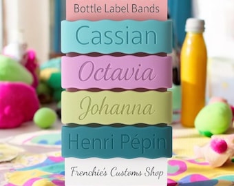 Personalized Engraved Silicone Bottle Bands, Reusable Durable Drinkware Accessories, Custom Modern Silicone Labels