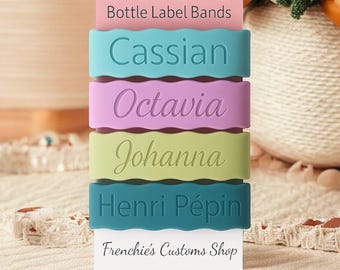 Personalized Silicone Bottle Bands, Kids Reusable Label Accessories, Back To School