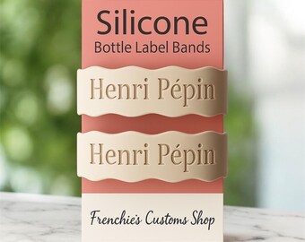 Personalized Silicone Bottle Label Band, Engraved Name, Set of 2