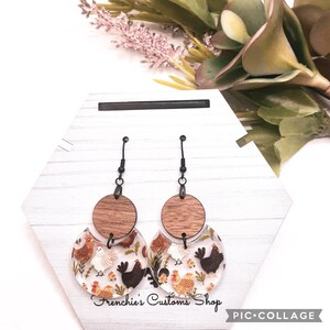 BONSNY Colorful Folk Art Chicken Dangle Earrings - Floral Pattern, Hypoallergenic Stainless Steel, Fun Novelty Gift - View #8