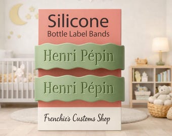 Personalized Silicone Bottle Label Bands, Pack of 2, Reusable Eco Friendly
