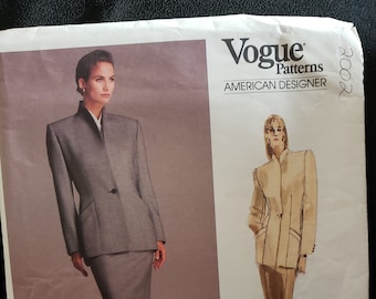 Vogue 2002 sewing pattern for Calvin Klein vintage suit in size 8 - classic  jacket with side seams, welt pockets, tapered skirt, UNCUT FF