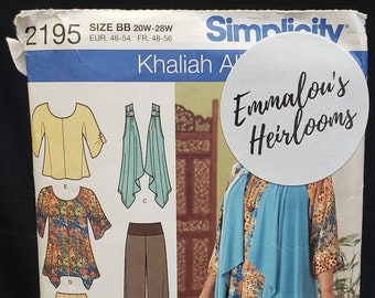 Khaliah Ali Collection Einfachheit #2195 Misses&#39; Tunika/Top, Hose, Rock und Strickweste Schnittmuster UNCUT, FF, OOP, Plus Size 20W-28W,