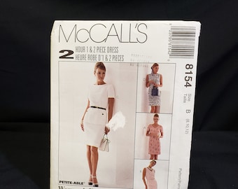 McCalls 8154 sewing pattern for misses one and two piece dress sizes 8-10-12 UNCUT FF vintage 96 woman's day collection