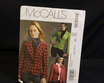 McCalls 5935 sewing pattern for plus size fitted jacket - one of a kind -sizes 14-16-18-20 UNCUT FF OOP