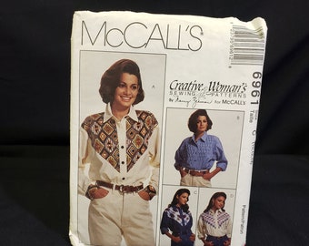 McCalls 6961 sewing pattern for country and western womens blouse cut to a size 14 vintage 1994