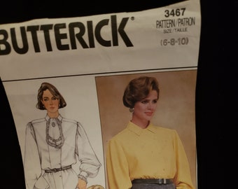 Butterick 3467 pattern, misses shirt ,jabot  UNCUTFF Size 6-10