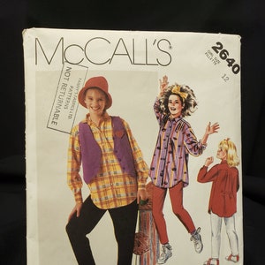 McCall&#39;s 2640 sewing pattern  for funky 80s teen shirt, vest and pants size 12 UNCUT FF Rare find