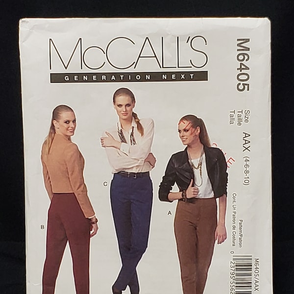 Pantalon de créateur ajusté fuselé McCall's 6405, tailles 4 à 10, motif Palmer Pletsch - Melissa Watson non coupé FF OOP