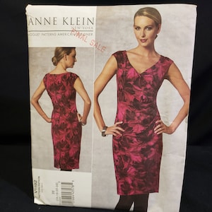 Vogue 1192 Sewing pattern for anne Klein dress - new york designer plus size 16-22 fitted straight front tucks hemline vent UNCUT FF OOP