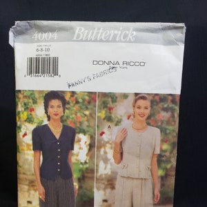 Butterick 4004 Sewing Pattern for womens pantsuit by designer Donna Ricco sizes 6-8-10 or 12-14-16 UNCUT FF OOP vintage 90s