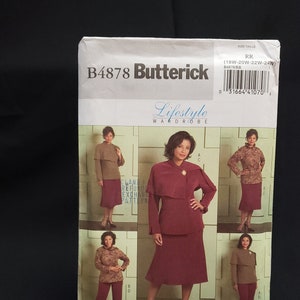 Butterick 4878 sewing pattern for women&#39;s jacket, skirt, and pants for plus size 18w, 20w, 22w, 24w UNCUT FF