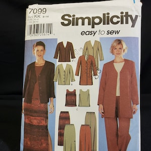 Simplicity 7099 sewing pattern for women&#39;s jacket(2 lengths) , pants, skirt and top   size 8-14 easy to sew UNCUT FF