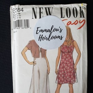 May include: A sewing pattern for a dress and a cardigan. The pattern is from New Look Easy and is for sizes 18, EUF 34-44, FF 36-46. The pattern is called Emmalov's Heirlooms.