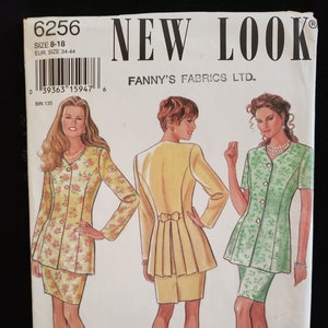 Puede incluir: Un patrón de costura para una chaqueta y una falda. El patrón es para las tallas 8-18 e incluye instrucciones para hacer una chaqueta con un detalle de lazo y una falda con estampado floral. El patrón es de New Look y Fanny's Fabrics LTD.