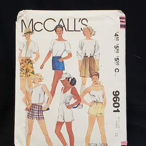 McCall&#39;s 9601 sewing pattern for Vintage(1985) Shorts  - Misses&#39; Shorts, Waist, Length, Pocket and Waistband Variations, UNCUT,FF or CUT 10