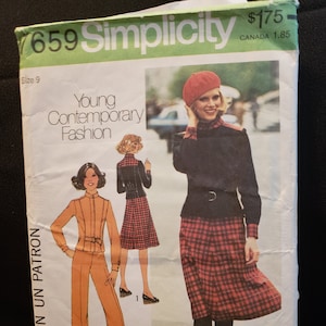 Simplicity 7659 sewing pattern for juniors unlined jacket, skirt and pants CUT to size 9 - vintage teen fashion