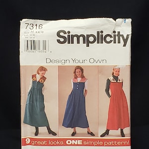 Simplicity Sewing Pattern 7316 Vintage 90&#39;s Misses Jumper with Detachable Collars,Sizes 6-10. Design your Own UNCUT FF OOP