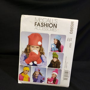 McCall's 5993 sewing pattern for children and girls hat/scarf/mittens sizes s-m-l UNCUT FF OOP