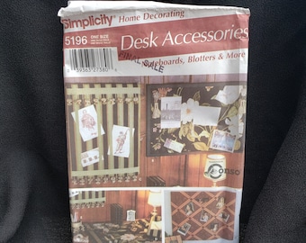 Simplicity 5196 sewing pattern for home decorating, desk accessories UNCUT FF