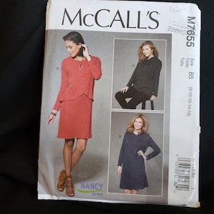 McCall&#39;s 7655 sewing pattern, tunic and dress with a front and back overlay  - Nancy Zieman - first lady type dress Sz 8-16 UNCUT FF
