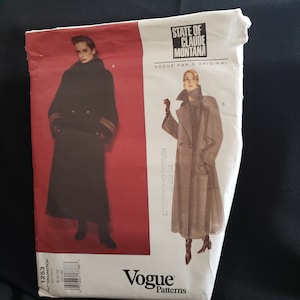 Vogue 1253 sewing pattern vogue paris original State of Claude Montana detective/army type double breasted flared coat size 8-10-12 UNCUTFF