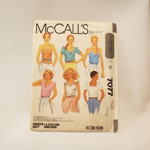 McCall&#39;s 7077, very rare sewing pattern for summer pullover tops, tanks UNCUT FF size 6-8