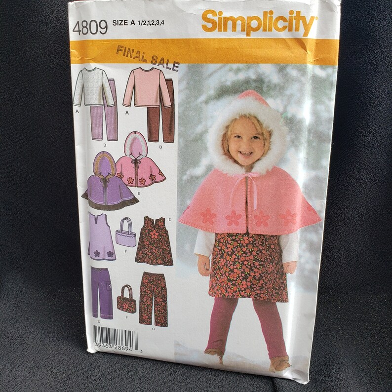 Simplicity 4809 Toddlers’ Jumper, Pants, Caplet, Bag, Knit Top and ...