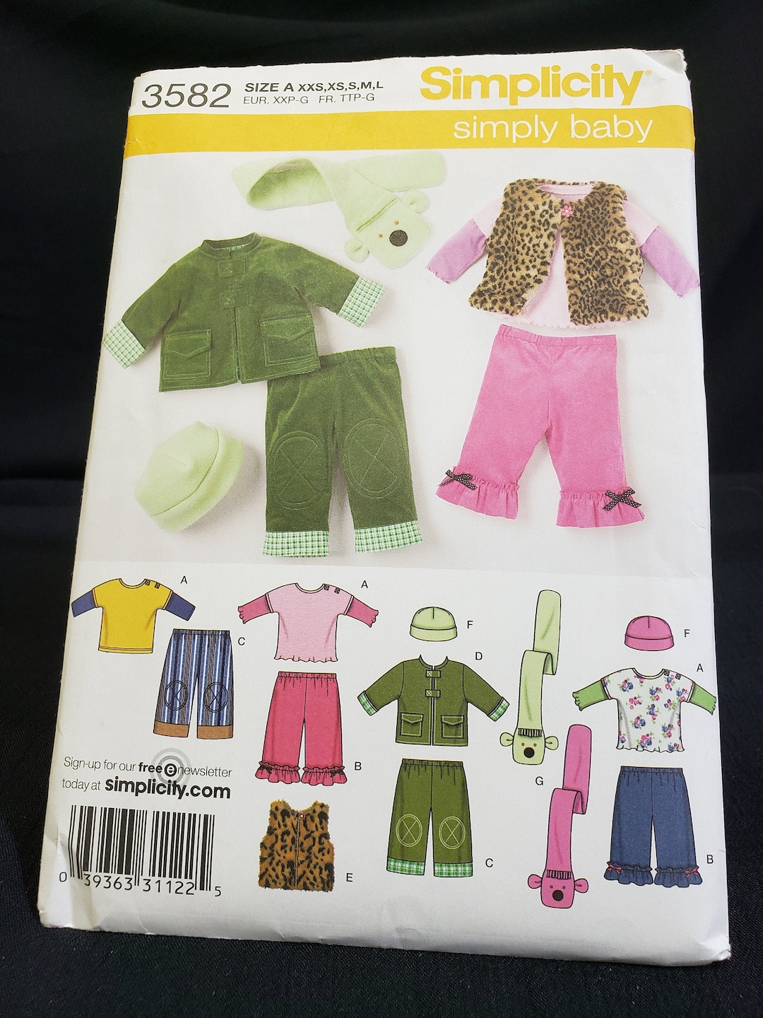 Simplicity 3582 Sewing Pattern for Babies Jacket/vest Knit Top/fleece ...