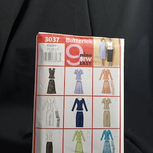 Peut inclure: Un patron de couture pour une jupe et une veste. Le patron est pour les tailles 20, 22 et 24. Le patron est de Butterick et fait partie de leur collection "Nine Sew Easy". Le patron montre différentes variations de la jupe et de la veste.