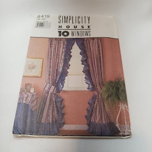 Simplicity 8419 house sewing patterns, 10 window coverings, drapes, curtains, shades, roman shades instruction booklet