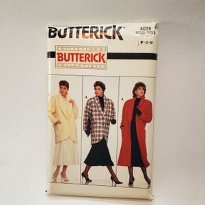 May include: A Butterick Collectibles sewing pattern envelope featuring three coat designs. The envelope has the Butterick logo and the pattern number 4039. The coat designs include a cream-colored coat, a plaid coat, and a red coat.