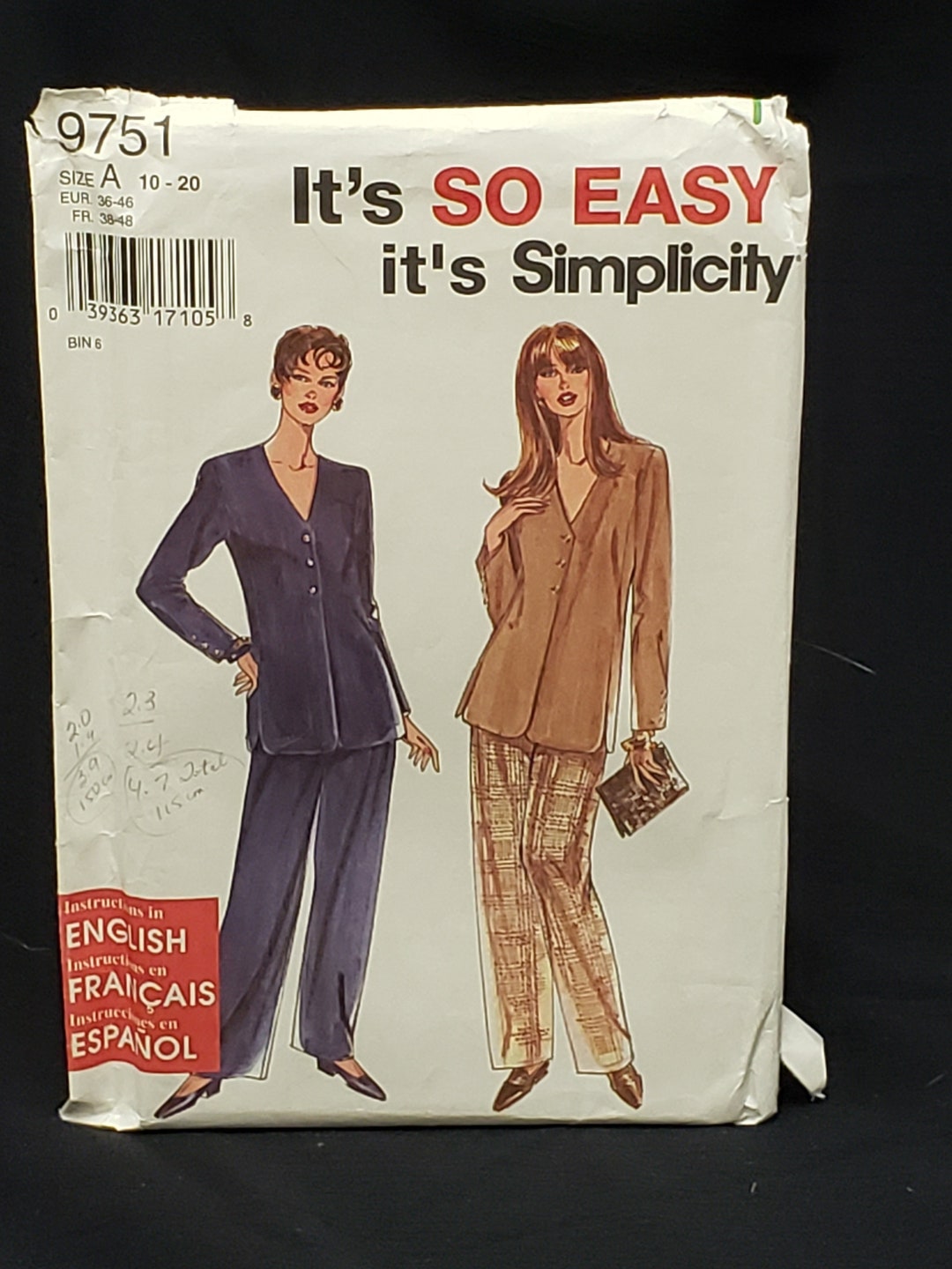 Simplicity 9751 Vintage (1995) Sewing Pattern, Plus Size 10-20, Tunic ...