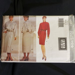 Butterick 3681 Sewing Pattern Beau David Size 6-8-10-12 Misses&#39; Dress with front overlay UNCUT FF OOP