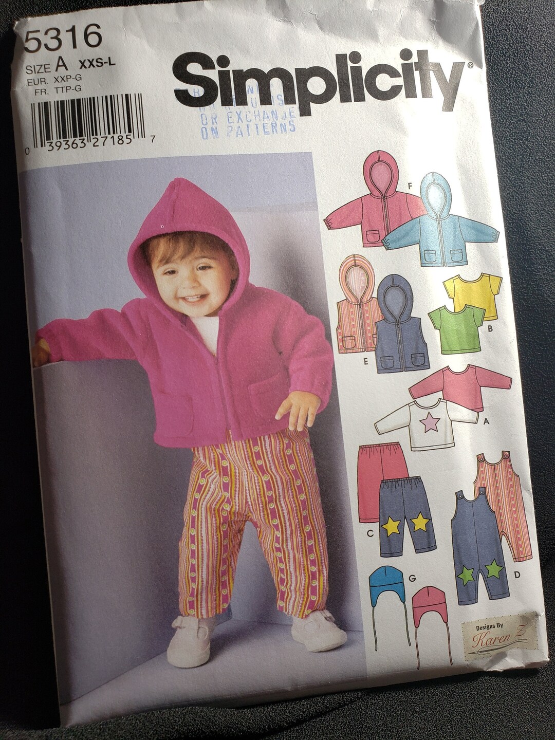 Simplicity 5316 Sewing Pattern for Babies Overall, Jacket, Vest, Knit ...